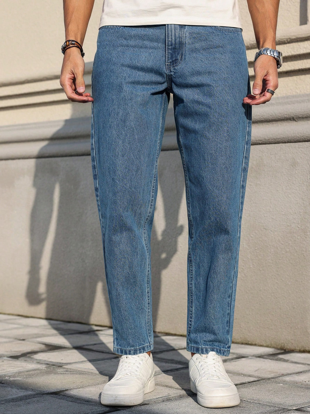 Street Wear Mens Elegant Loose Fit Jeans in Darkblue Color