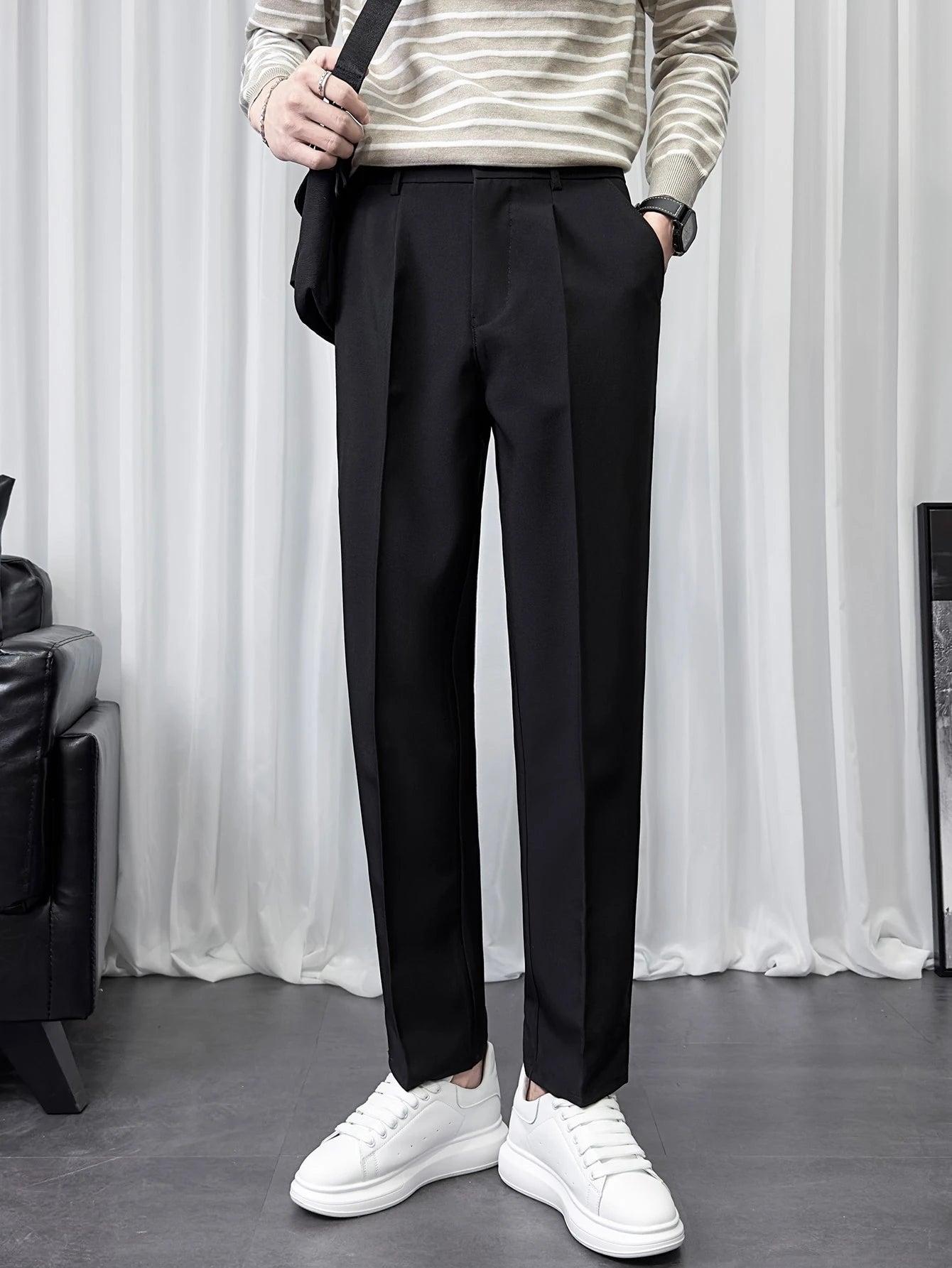 Mens Formal Black Trouser Korean Pant