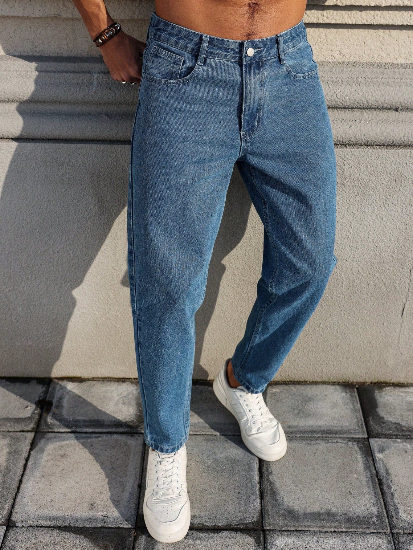 Street Wear Mens Elegant Loose Fit Jeans in Darkblue Color