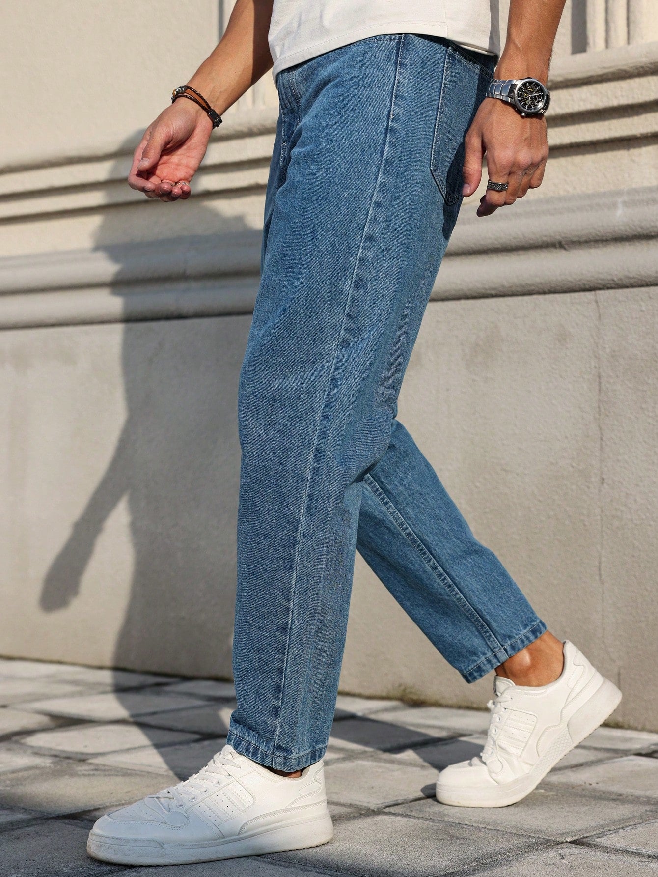 Street Wear Mens Elegant Loose Fit Jeans in Darkblue Color