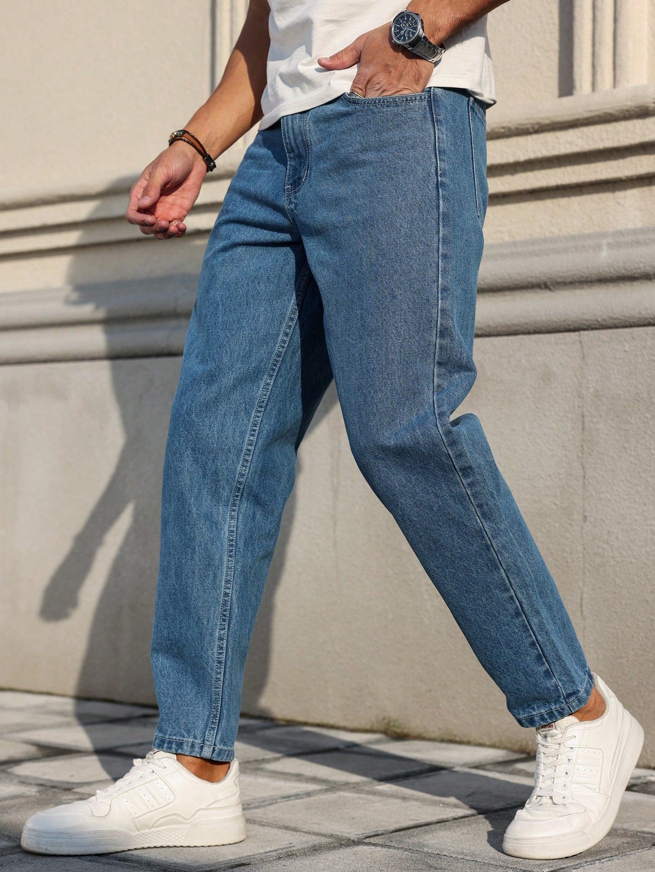 Street Wear Mens Elegant Loose Fit Jeans in Darkblue Color