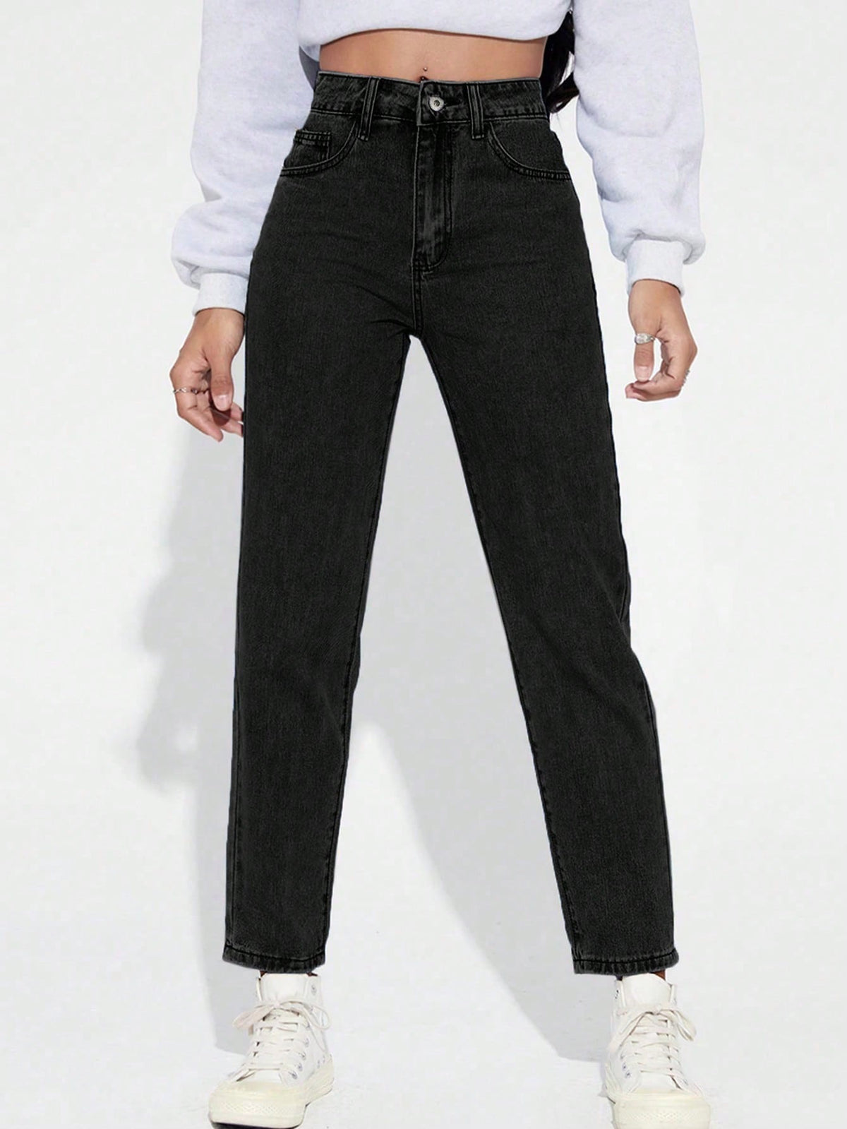 Womens Loose Fit Anker Length Denim Jeans