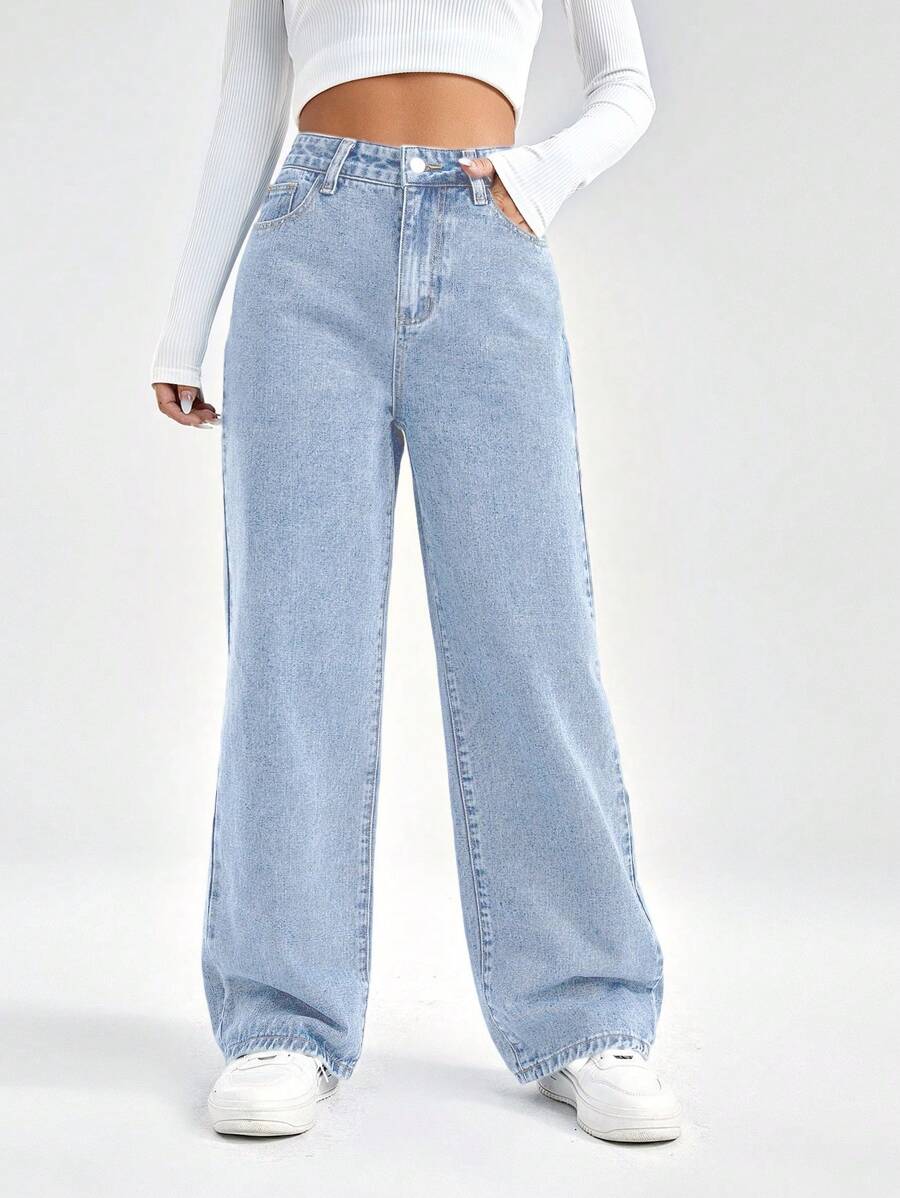 Womens WIde leg Light Blue Color Denim Jeans