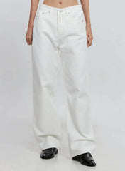 Womens Wide Leg White Denim Jeans