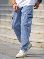 Cool Tone Six Pocket Mom Fit Mens Jeans in Light Blue Color