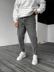 Stylish Sraight Fit Mens Gray Jeans