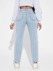 Light Blue Stylish Fashionable Womens Mom Fit Jeans