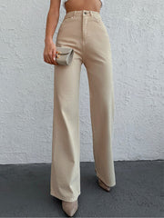 Womens Wide Leg Cream Color Denim Jeans