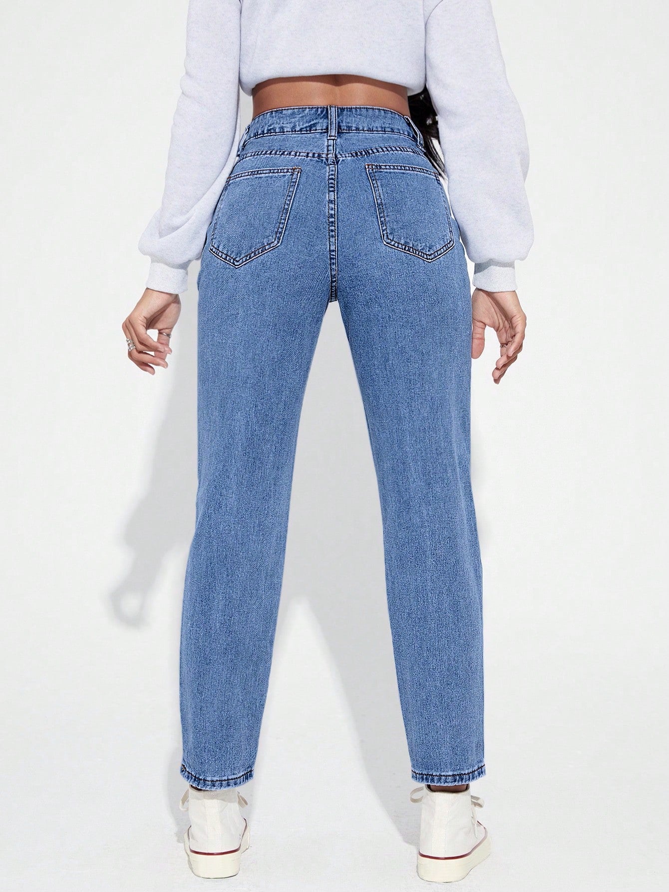 Womens Dark Blue Mom Fit Jeans