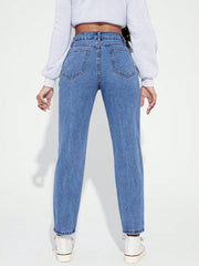Womens Dark Blue Mom Fit Jeans
