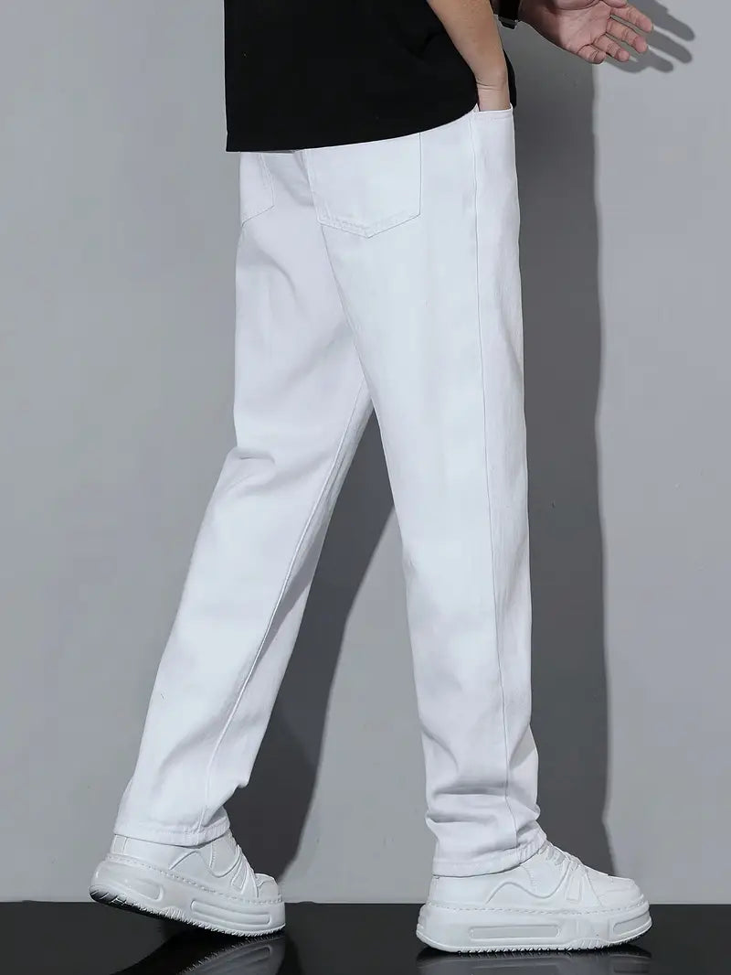 Mens Mom Fit White Denim Jeans