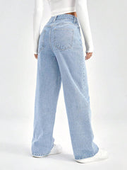 Womens WIde leg Light Blue Color Denim Jeans