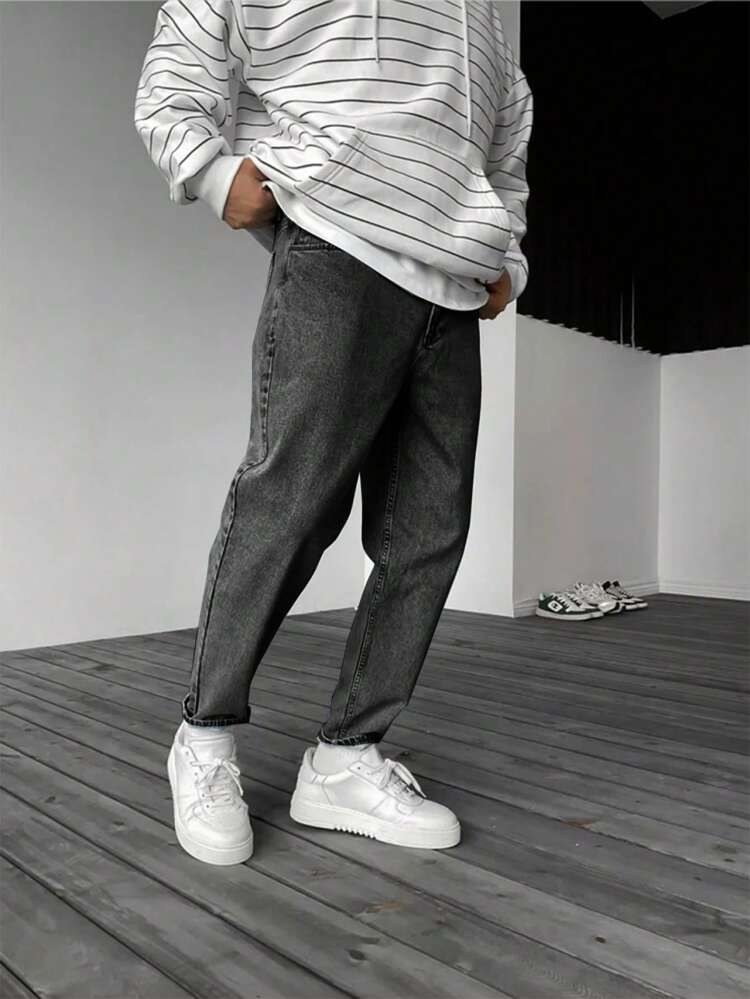 Stylish Sraight Fit Mens Gray Jeans