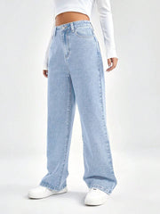 Womens WIde leg Light Blue Color Denim Jeans