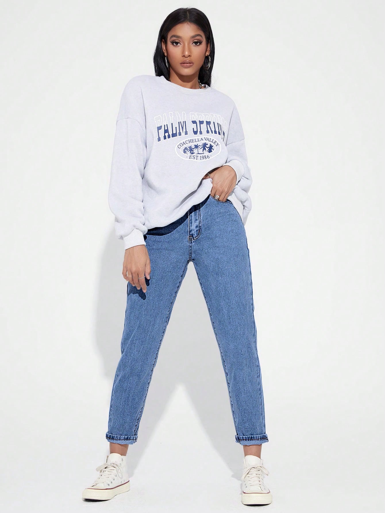 Womens Dark Blue Mom Fit Jeans