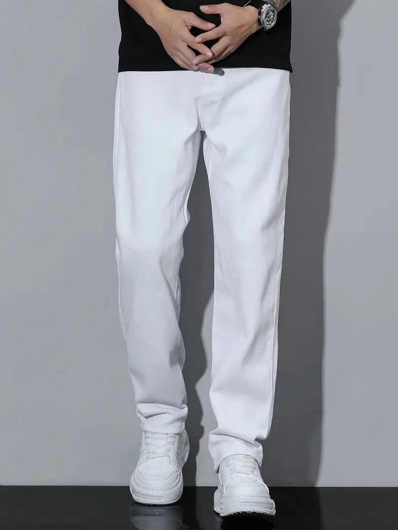 Mens Mom Fit White Denim Jeans