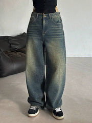 Womens Green Shaded Whisker Jeans