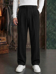 Men's Korean Premium Pleated Trousers – Relaxed Fit Lycra Pants with Side Pockets
