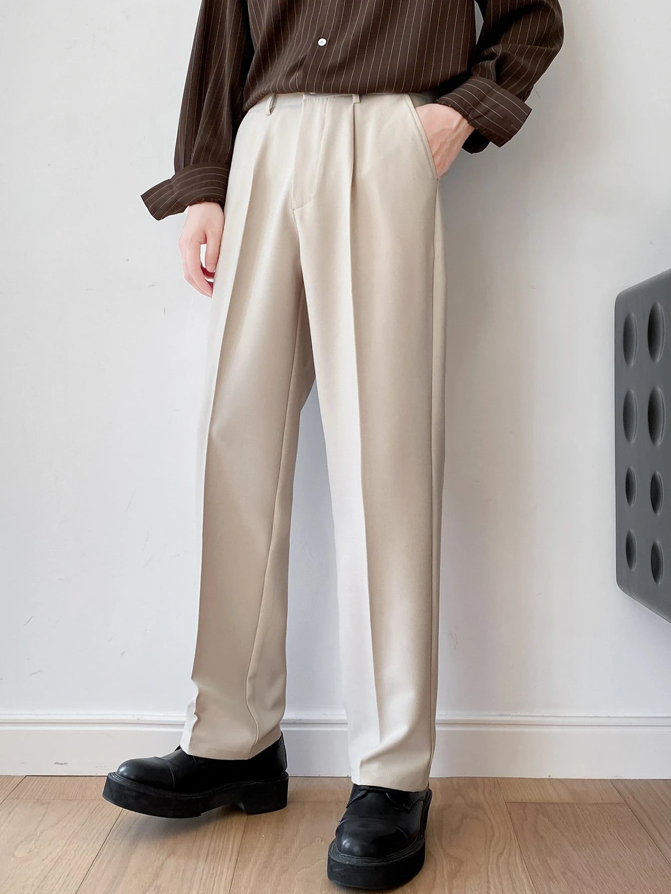 Mens Formal Cream Trouser Korean Pant
