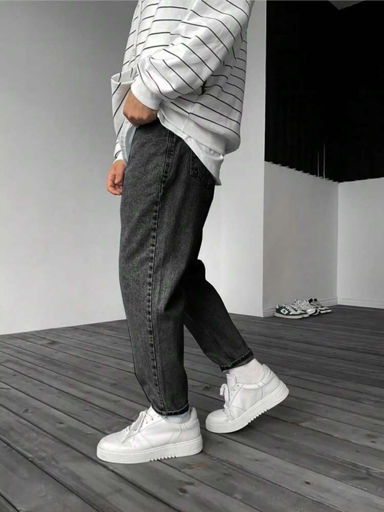 Stylish Sraight Fit Mens Gray Jeans