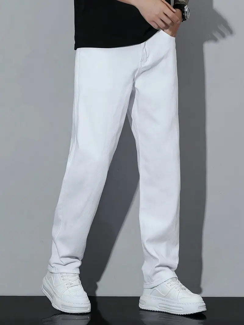 Mens Mom Fit White Denim Jeans