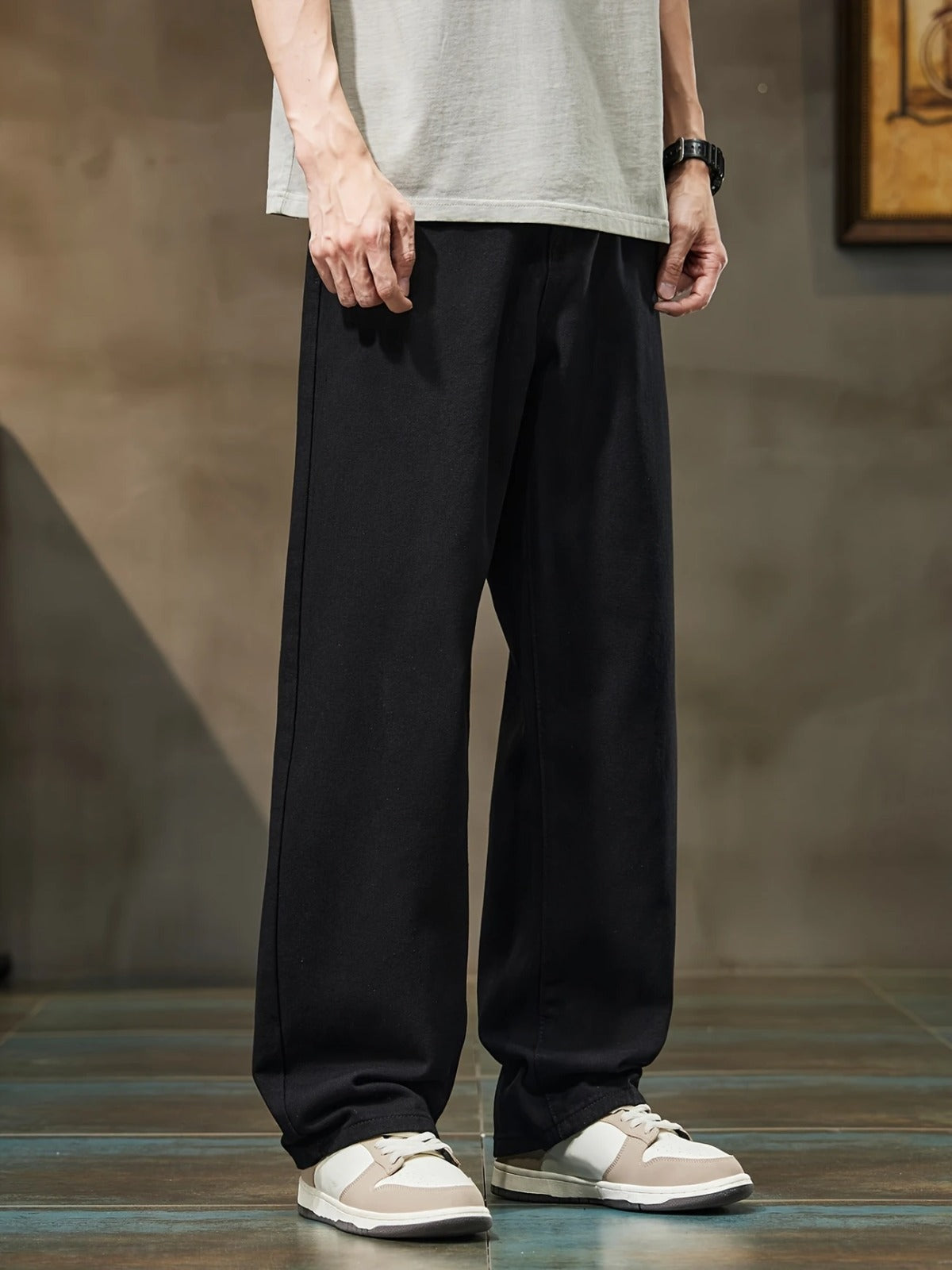 Losse Fit Mens Wide Leg Black Jeans - Baggy Style