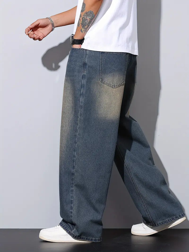 Mens Golden Yellow Shaded Whisker Jeans