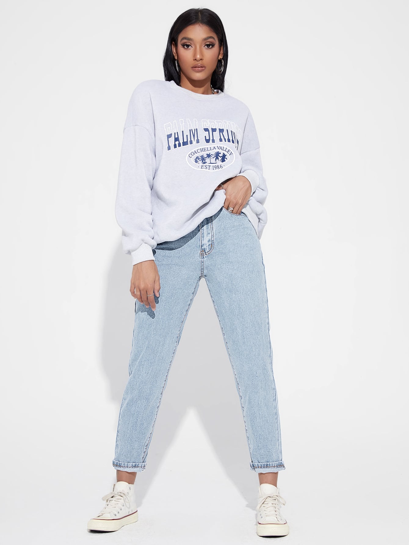 Light Blue Stylish Fashionable Womens Mom Fit Jeans