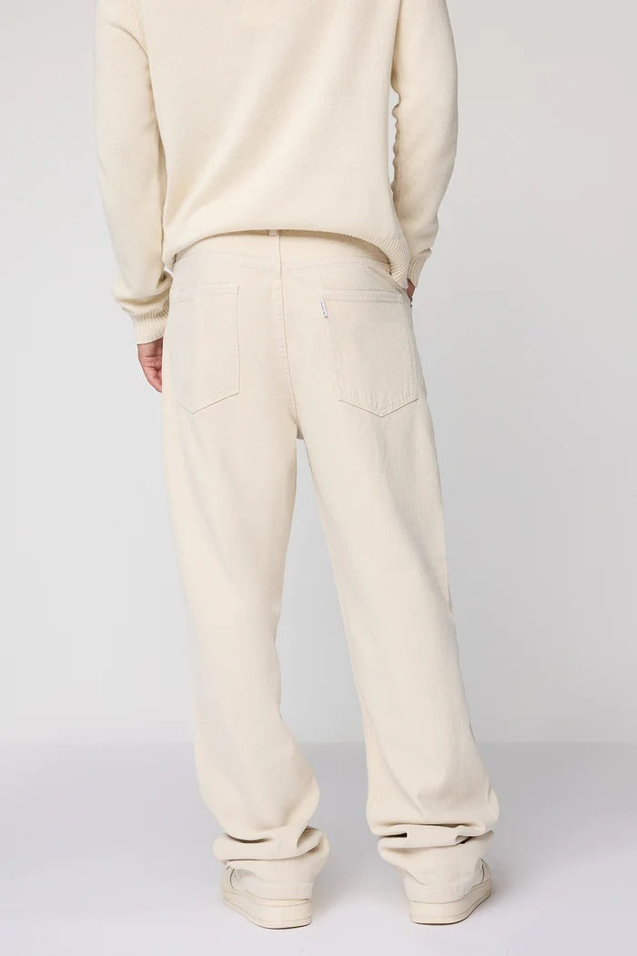 Mens Wide Leg Baggy Style Denim Cream Jeans