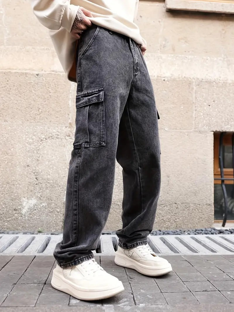 Urbana Design Denim Six pocket Mom fit jeans(Men's 6Pocket mom fit Charcoal)