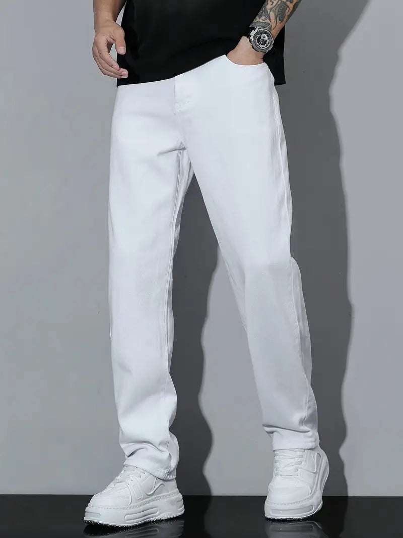 Mens Mom Fit White Denim Jeans