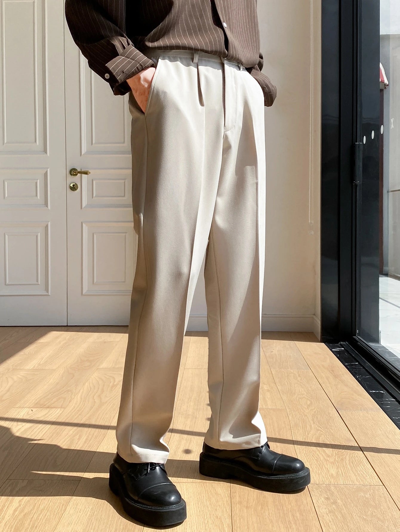 Mens Formal Cream Trouser Korean Pant