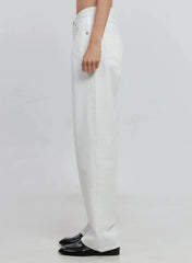 Womens Wide Leg White Denim Jeans