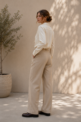 Women’s Pleated Korean Pants – Light Beige