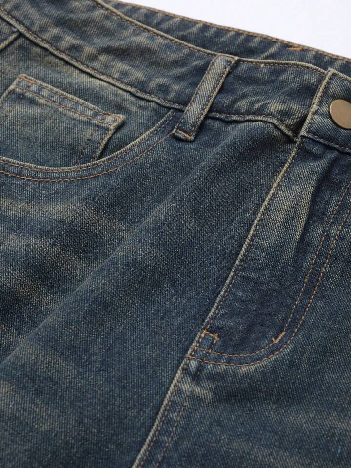 Womens Green Shaded Whisker Jeans