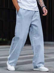 Comfortable Loose Fi Baggy Style Blue Jeans