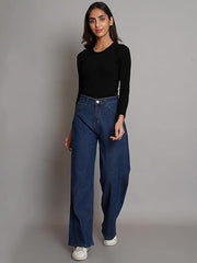 Dark Blue Wide leg denim jeans(Wide leg Dx)
