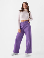 Stylish and fency colour Denim jeans(Wide leg Leveder)