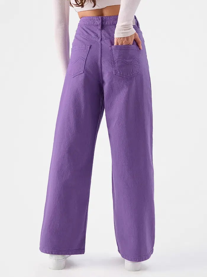 Stylish and fency colour Denim jeans(Wide leg Leveder)