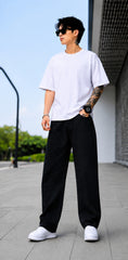 Men’s Wide-Leg Black Jeans | Relaxed Loose Fit Casual Denim