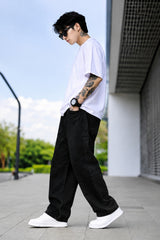 Men’s Wide-Leg Black Jeans | Relaxed Loose Fit Casual Denim