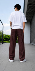 Men's Wide Leg Brown Pants | Relaxed Fit Casual Trousers | Streetwear & Everyday Wear