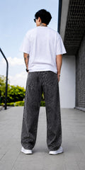Men’s Wide Leg Charcoal Jeans – Relaxed Fit Casual Denim Pants
