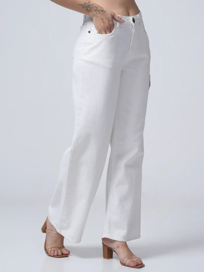Stylish White Flared Jeans for Women And Girls(Wide leg white jeans)
