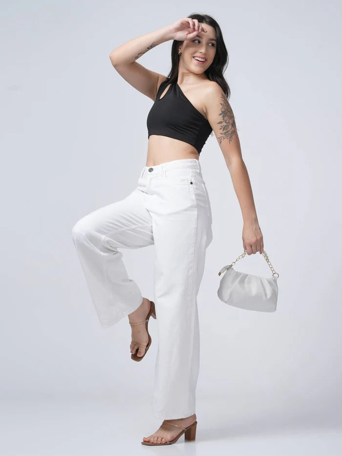 Stylish White Flared Jeans for Women And Girls(Wide leg white jeans)