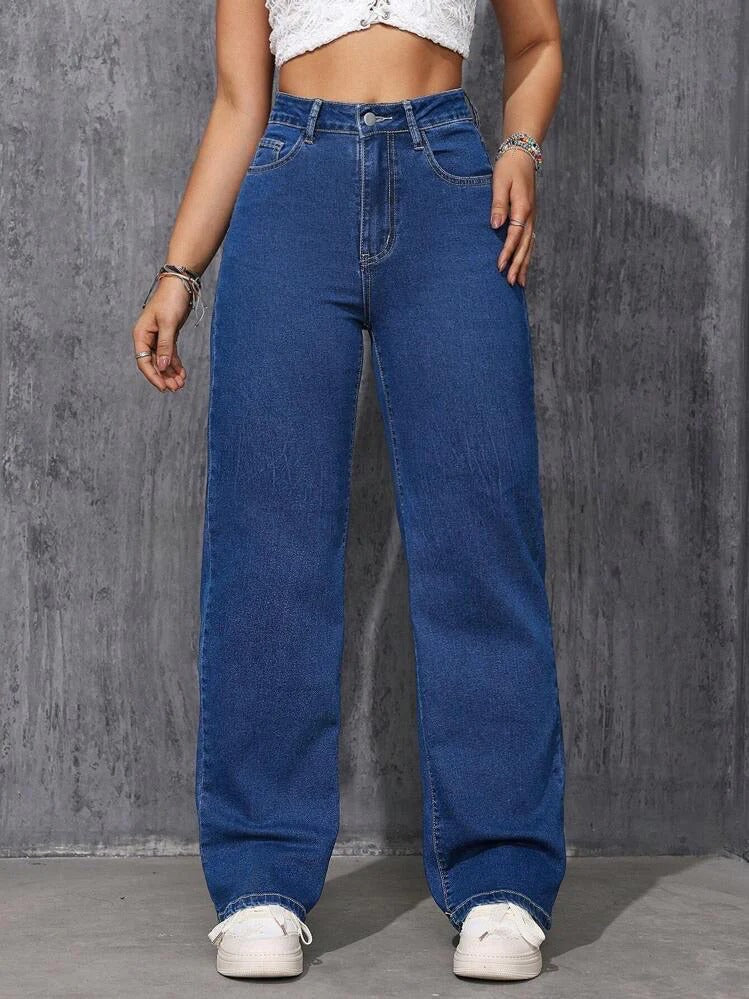 Women Stylish Flared Wide leg jeans(Stone Wide leg Jeans)