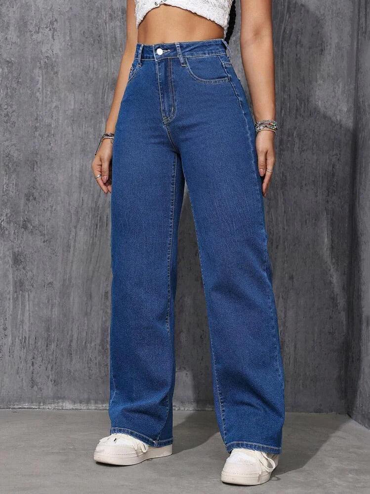 Women Stylish Flared Wide leg jeans(Stone Wide leg Jeans)