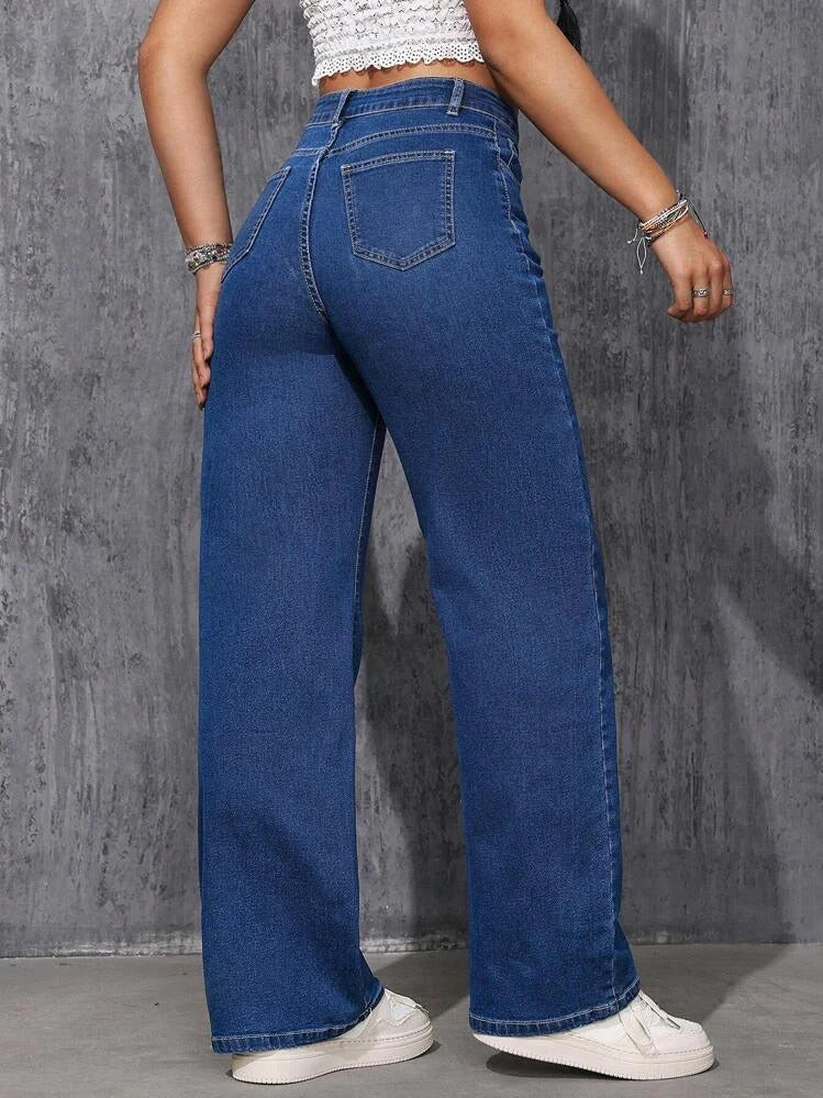 Women Stylish Flared Wide leg jeans(Stone Wide leg Jeans)
