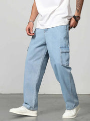 Men's Stylish Pocket Denim Mom fit jeans(Men's 6pocket Mom fit Ice)