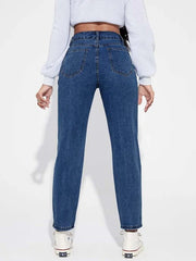 Women Stylish Denim mom fit jeans(Mom fit Stone)